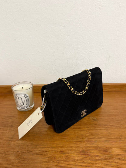 CHANEL SUEDE FULL FLAP BLACK