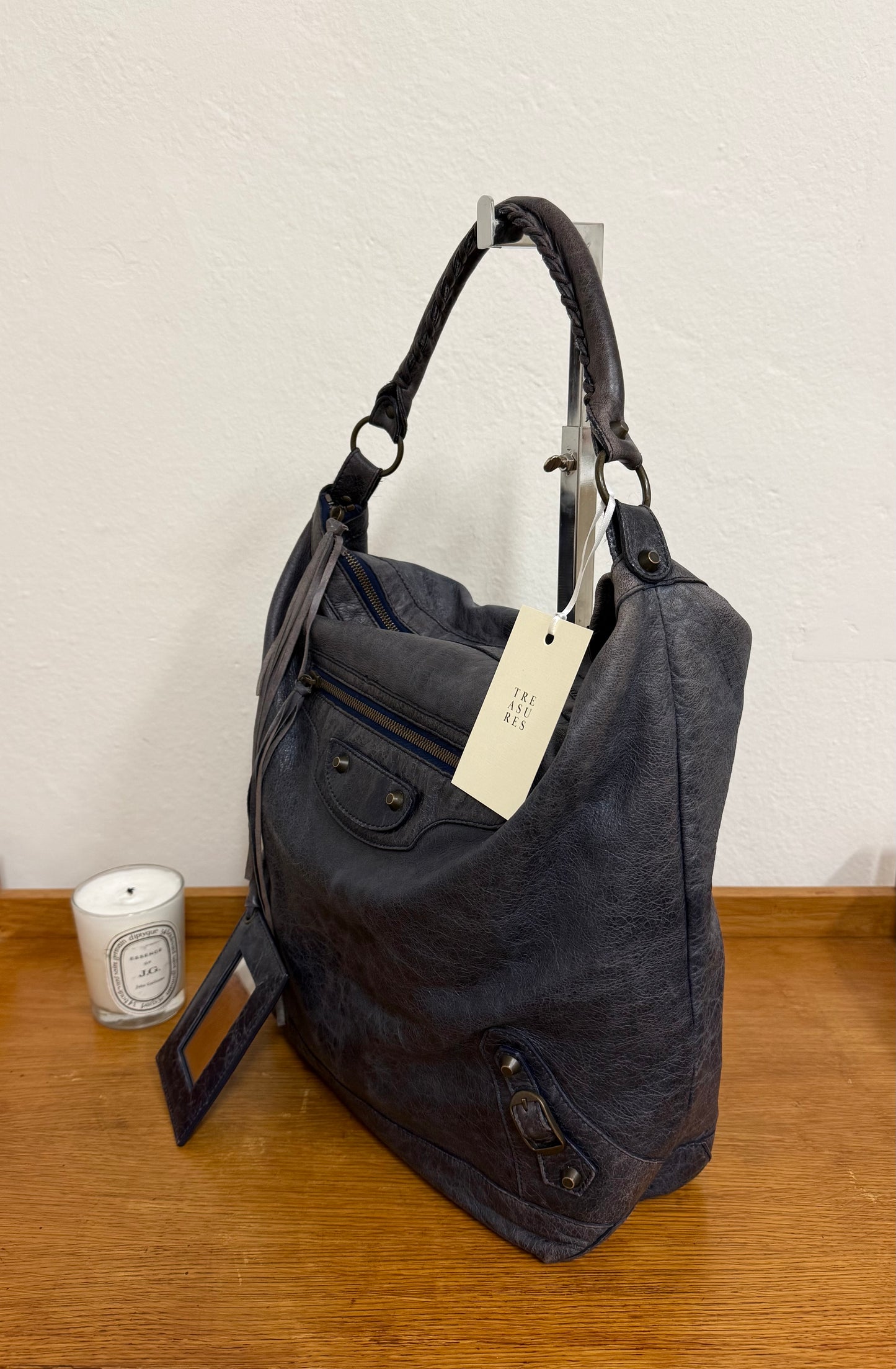 BALENCIAGA DAY “HOBO CITY” BAG GREY-BLUE