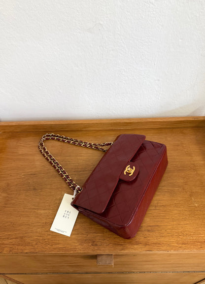 CHANEL CLASSIC DOUBLE FLAP BAG MEDIUM 24K GOLD RED