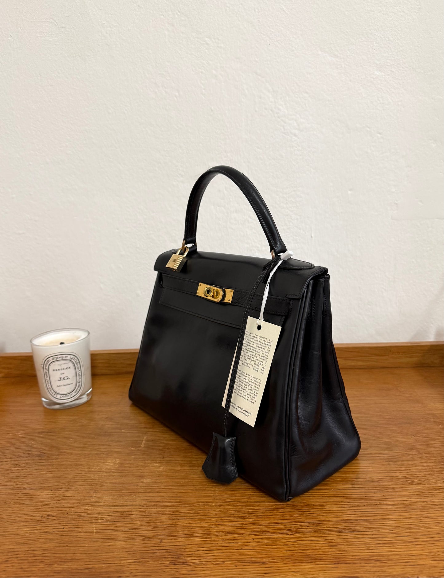 HERMES KELLY 28 BOX CALF BLACK 1959 O stamp