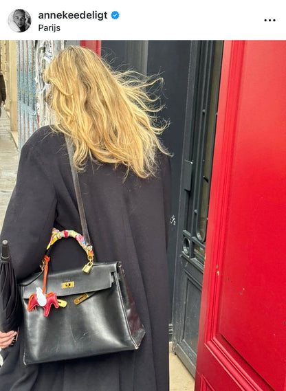 HERMES KELLY 28 BOX CALF BLACK 1965 U stamp