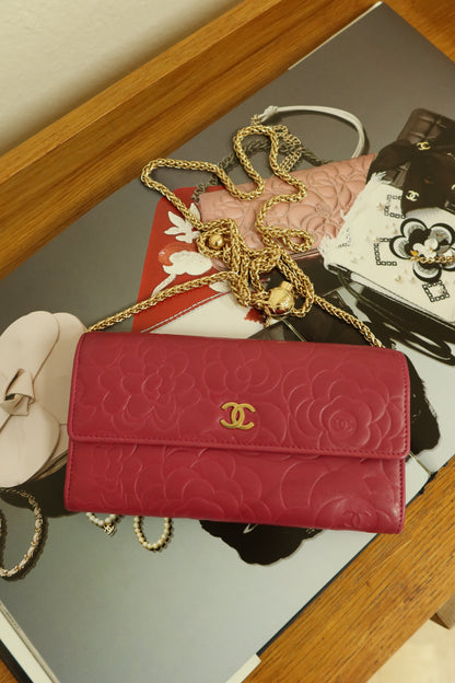 CHANEL WALLET PINK CAMELLIA GOLD