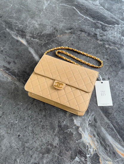 CHANEL CLASSIC SINGLE FLAP BAG LAMBSKIN BEIGE 24K HW
