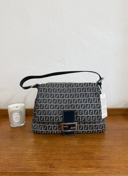 FENDI ZUCCA MAMMA BAGUETTE BAG NAVY