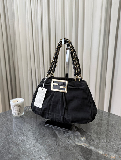 FENDI MIA ZUCCA SMALL SHOULDER BAG BLACK