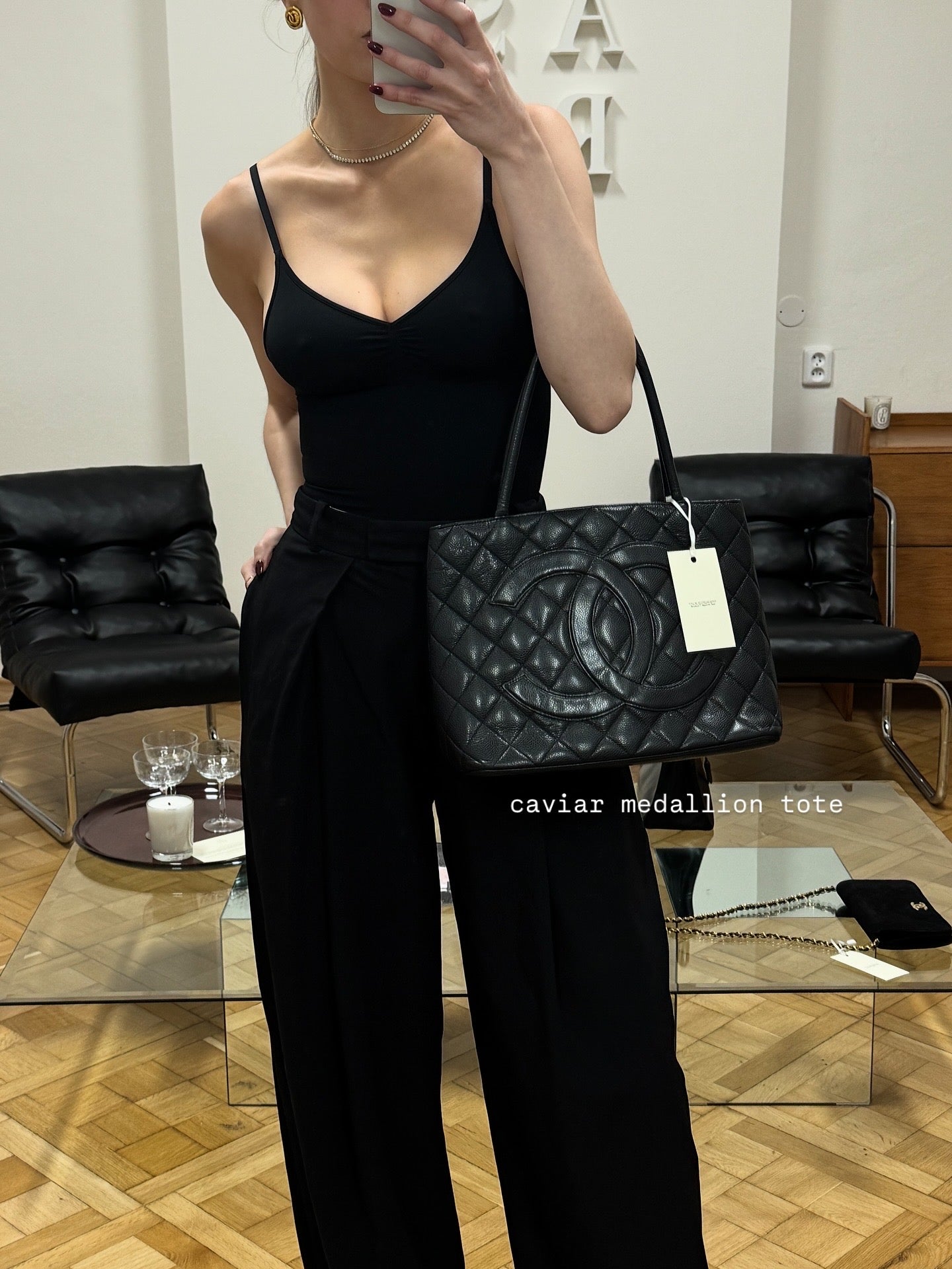 CHANEL CAVIAR MEDDALLION TOTE